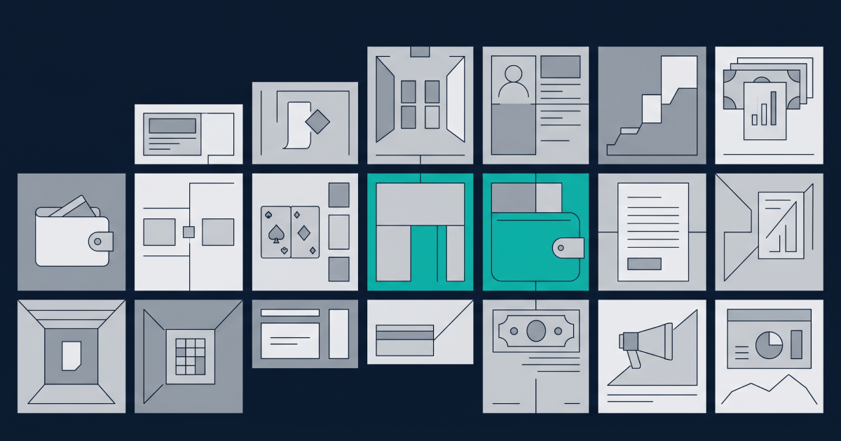 Cost of Building an Online Casino Platform Editorial abstract illustration of modular casino platform components with different sizes representing varying component costs and complexity